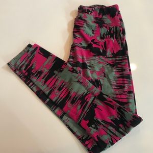 OS Pink, Green, and Black LuLaRoe Leggings